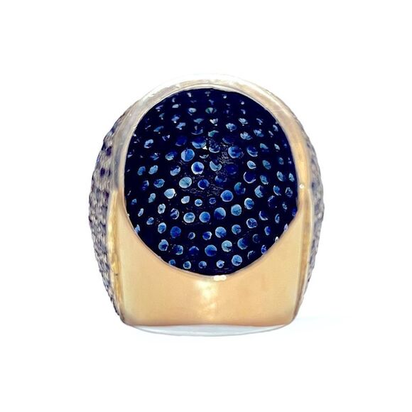 ❤️SOLD❤️BLUE Crystal Cocktail/ Statement Ring |12K Gold Band| - Picture 3 of 13